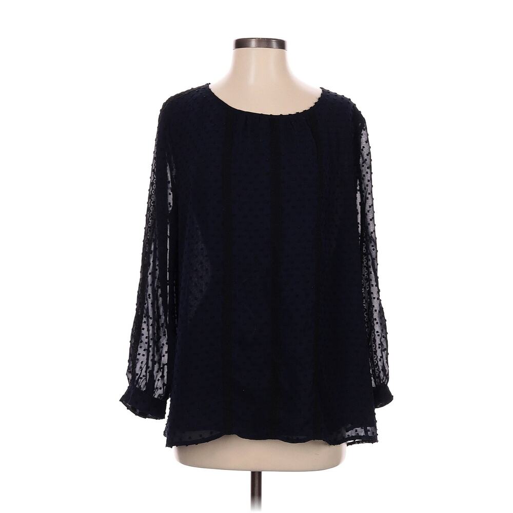 J.Crew Black Chiffon Large Draped Sleeved Blouse Sz. 12